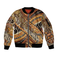 Hawaiian Style Tapa Sleeve Zip Bomber Jacket Vintage Seamless Pattern - Polynesian Pride