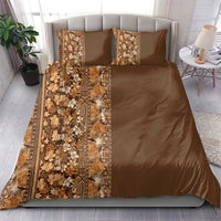 Hawaiian Tribal Elements Hibiscus Bedding Set Gold Pattern - Polynesian Pride