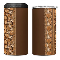 Hawaiian Tribal Elements Hibiscus 4 in 1 Can Cooler Tumbler Gold Pattern - Polynesian Pride