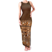 Hawaiian Tribal Elements Hibiscus Family Matching Tank Maxi Dress and Hawaiian Shirt Gold Pattern - Polynesian Pride