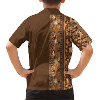 Hawaiian Tribal Elements Hibiscus Kid Hawaiian Shirt Gold Pattern - Polynesian Pride