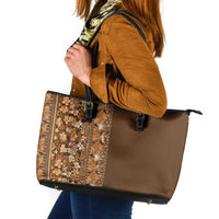 Hawaiian Tribal Elements Hibiscus Leather Tote Bag Gold Pattern LT9 Gold - Polynesian Pride