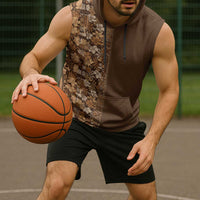 Hawaiian Tribal Elements Hibiscus Sleeveless Hoodie Gold Pattern - Polynesian Pride