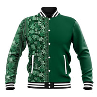 Hawaiian Tribal Elements Hibiscus Baseball Jacket Green Pattern - Polynesian Pride