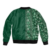Hawaiian Tribal Elements Hibiscus Bomber Jacket Green Pattern - Polynesian Pride
