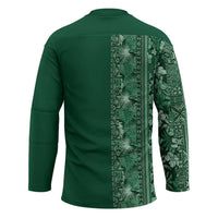 Hawaiian Tribal Elements Hibiscus Hockey Jersey Green Pattern - Polynesian Pride