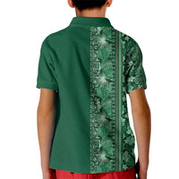 Hawaiian Tribal Elements Hibiscus Kid Polo Shirt Green Pattern - Polynesian Pride