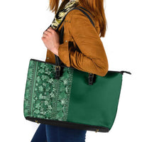 Hawaiian Tribal Elements Hibiscus Leather Tote Bag Green Pattern LT9 Green - Polynesian Pride