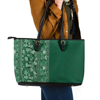 Hawaiian Tribal Elements Hibiscus Leather Tote Bag Green Pattern LT9 - Polynesian Pride