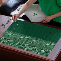 Hawaiian Tribal Elements Hibiscus Puzzle Green Pattern - Polynesian Pride