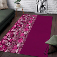 Hawaiian Tribal Elements Hibiscus Area Rug Pink Pattern - Polynesian Pride