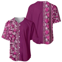 Hawaiian Tribal Elements Hibiscus Baseball Jersey Pink Pattern - Polynesian Pride