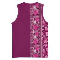Hawaiian Tribal Elements Hibiscus Basketball Jersey Pink Pattern - Polynesian Pride