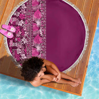 Hawaiian Tribal Elements Hibiscus Beach Blanket Pink Pattern - Polynesian Pride