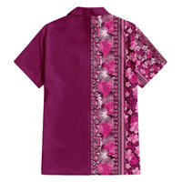 Hawaiian Tribal Elements Hibiscus Family Matching Puletasi and Hawaiian Shirt Pink Pattern - Polynesian Pride