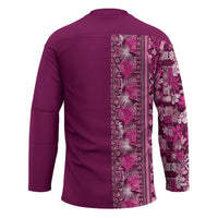 Hawaiian Tribal Elements Hibiscus Hockey Jersey Pink Pattern - Polynesian Pride