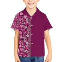 Hawaiian Tribal Elements Hibiscus Kid Hawaiian Shirt Pink Pattern LT9 Kid Pink - Polynesian Pride