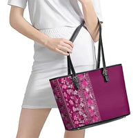 Hawaiian Tribal Elements Hibiscus Leather Tote Bag Pink Pattern LT9 - Polynesian Pride