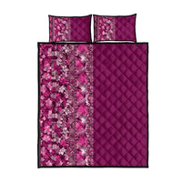 Hawaiian Tribal Elements Hibiscus Quilt Bed Set Pink Pattern - Polynesian Pride