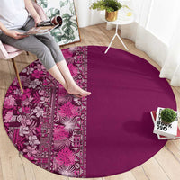 Hawaiian Tribal Elements Hibiscus Round Carpet Pink Pattern - Polynesian Pride