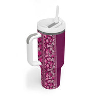 Hawaiian Tribal Elements Hibiscus Tumbler With Handle Pink Pattern - Polynesian Pride