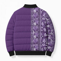 Hawaiian Tribal Elements Hibiscus Bomber Puffer Jacket Purple Pattern - Polynesian Pride