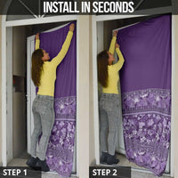 Hawaiian Tribal Elements Hibiscus Door Cover Purple Pattern - Polynesian Pride