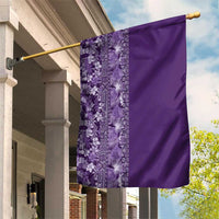 Hawaiian Tribal Elements Hibiscus Garden Flag Purple Pattern - Polynesian Pride