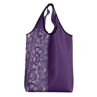 Hawaiian Tribal Elements Hibiscus Grocery Bag Purple Pattern - Polynesian Pride
