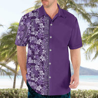 Hawaiian Tribal Elements Hibiscus Hawaiian Shirt Purple Pattern - Polynesian Pride