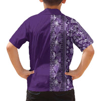 Hawaiian Tribal Elements Hibiscus Kid Hawaiian Shirt Purple Pattern - Polynesian Pride