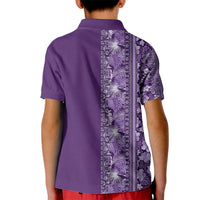 Hawaiian Tribal Elements Hibiscus Kid Polo Shirt Purple Pattern - Polynesian Pride