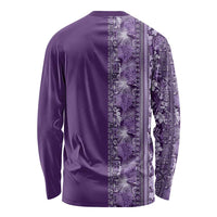 Hawaiian Tribal Elements Hibiscus Long Sleeve Shirt Purple Pattern - Polynesian Pride