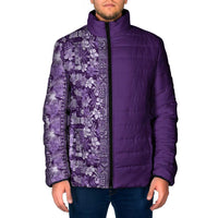 Hawaiian Tribal Elements Hibiscus Padded Jacket Purple Pattern - Polynesian Pride