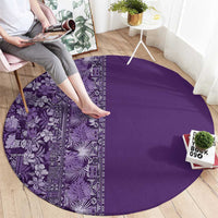 Hawaiian Tribal Elements Hibiscus Round Carpet Purple Pattern - Polynesian Pride
