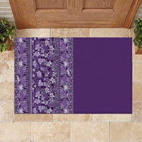 Hawaiian Tribal Elements Hibiscus Rubber Doormat Purple Pattern - Polynesian Pride