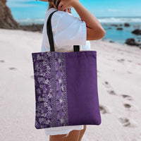 Hawaiian Tribal Elements Hibiscus Tote Bag Purple Pattern - Polynesian Pride