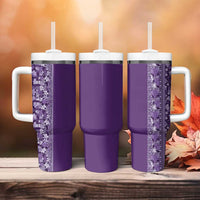 Hawaiian Tribal Elements Hibiscus Tumbler With Handle Purple Pattern - Polynesian Pride