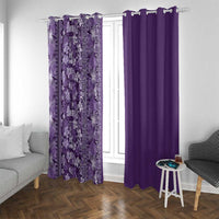 Hawaiian Tribal Elements Hibiscus Window Curtain Purple Pattern - Polynesian Pride