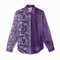 Hawaiian Tribal Elements Hibiscus Women Casual Shirt Purple Pattern - Polynesian Pride