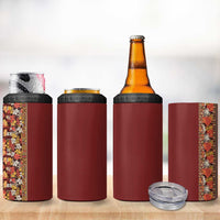 Hawaiian Tribal Elements Hibiscus 4 in 1 Can Cooler Tumbler Red Pattern - Polynesian Pride