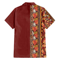 Hawaiian Tribal Elements Hibiscus Family Matching Off The Shoulder Long Sleeve Dress and Hawaiian Shirt Red Pattern - Polynesian Pride