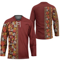 Hawaiian Tribal Elements Hibiscus Hockey Jersey Red Pattern - Polynesian Pride