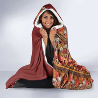 Hawaiian Tribal Elements Hibiscus Hooded Blanket Red Pattern - Polynesian Pride