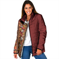 Hawaiian Tribal Elements Hibiscus Padded Jacket Red Pattern - Polynesian Pride