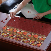 Hawaiian Tribal Elements Hibiscus Puzzle Red Pattern - Polynesian Pride