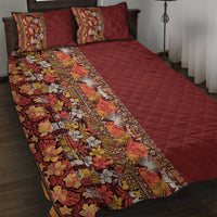 Hawaiian Tribal Elements Hibiscus Quilt Bed Set Red Pattern - Polynesian Pride