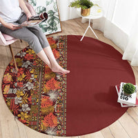 Hawaiian Tribal Elements Hibiscus Round Carpet Red Pattern - Polynesian Pride