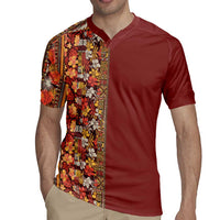 Hawaiian Tribal Elements Hibiscus Rugby Jersey Red Pattern - Polynesian Pride