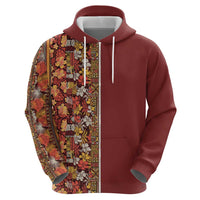 Hawaiian Tribal Elements Hibiscus Zip Hoodie Red Pattern - Polynesian Pride